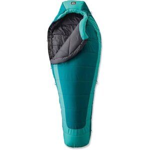 REI Co-op Women's Long Right Zip Lumen +25 Sleeping Bag Blue Green Mummy